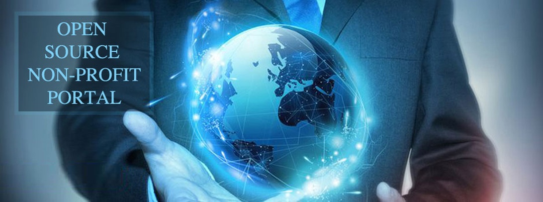 A professional presents a holographic globe from a digital portal, symbolizing advanced nonprofit management technology.